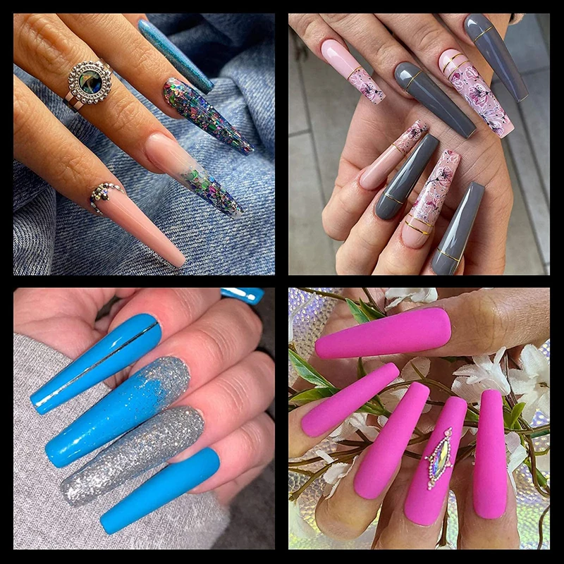 500 Pcs XXL Long C Curve Artificial False Nails Acrylic Ballerina Transparent Natural Tips Guide Capsule Max French Nails Tips