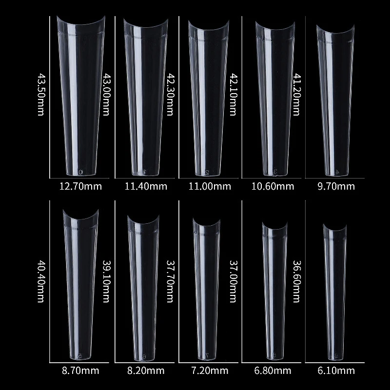 500 Pcs XXL Long C Curve Artificial False Nails Acrylic Ballerina Transparent Natural Tips Guide Capsule Max French Nails Tips