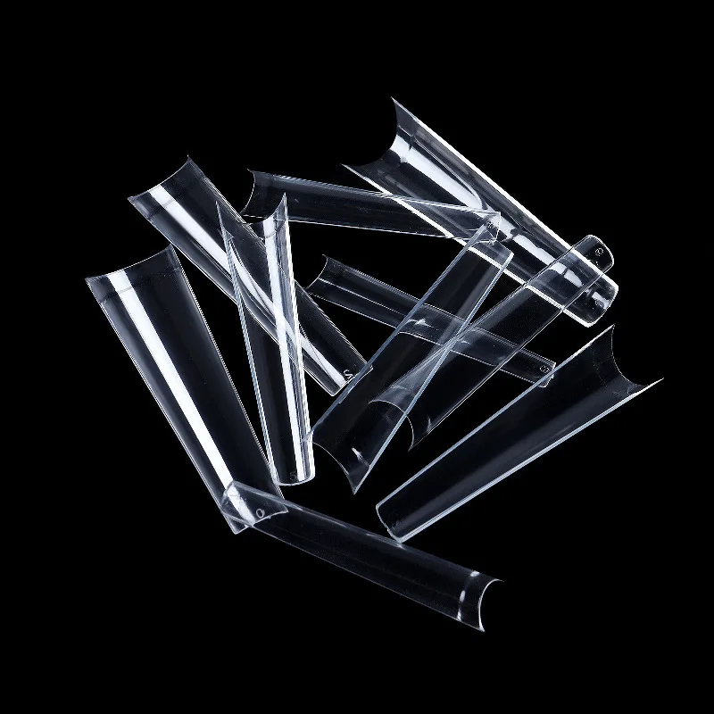 500 Pcs XXL Long C Curve Artificial False Nails Acrylic Ballerina Transparent Natural Tips Guide Capsule Max French Nails Tips