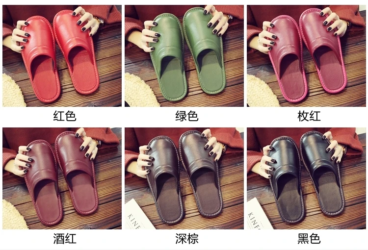 Affordable PU Leather Slipper Men's Home Shoes Winter Waterproof Slippers Unisex Indoor Shoes Room Guest Slipper Man Flip Flops