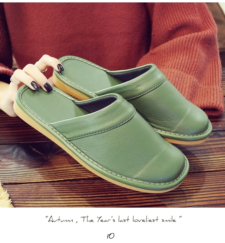 Affordable PU Leather Slipper Men's Home Shoes Winter Waterproof Slippers Unisex Indoor Shoes Room Guest Slipper Man Flip Flops