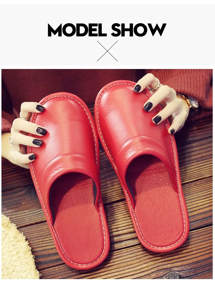 Affordable PU Leather Slipper Men's Home Shoes Winter Waterproof Slippers Unisex Indoor Shoes Room Guest Slipper Man Flip Flops
