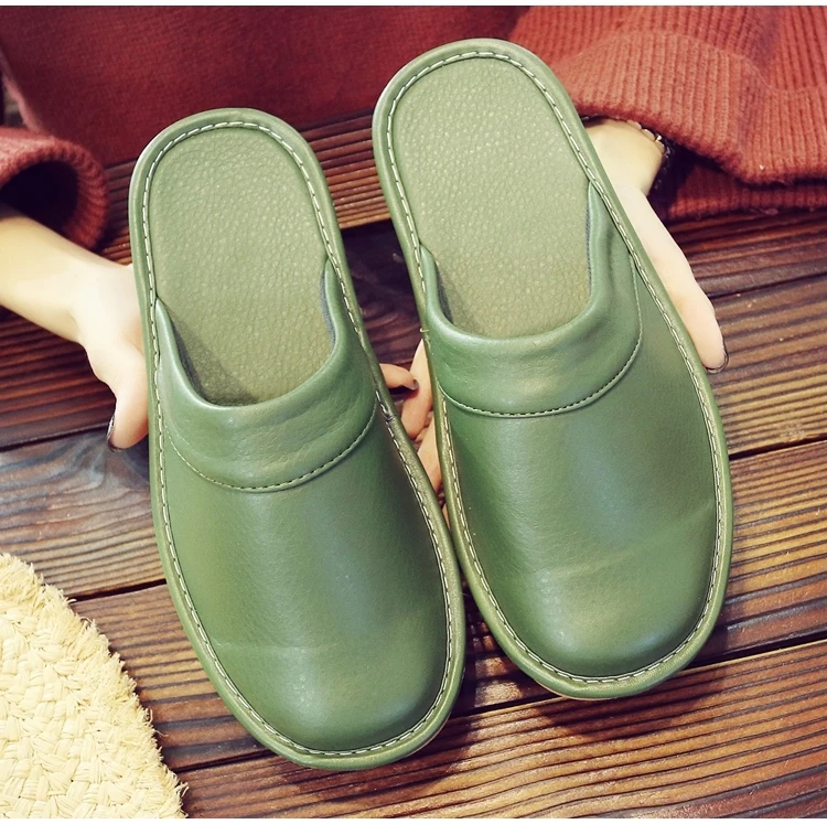 Affordable PU Leather Slipper Men's Home Shoes Winter Waterproof Slippers Unisex Indoor Shoes Room Guest Slipper Man Flip Flops