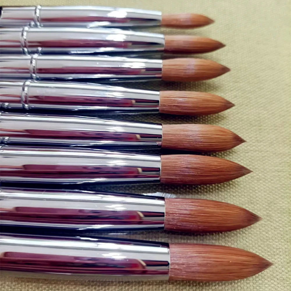Black Metal Handle Kolinsky Sable Round 1PCS Nail Art Acrylic UV Gel Builder Painting Drawing Brushes Pens Cuticle Pusher Tool