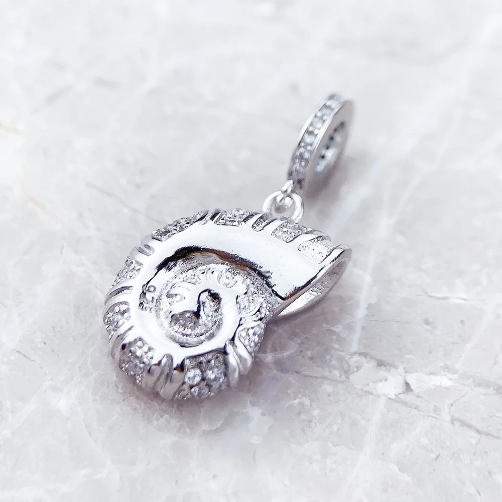 New Conch Pendant Lucky Charm Ocean Gift For Women Summer 925 Sterling Silver Trendy Jewelry