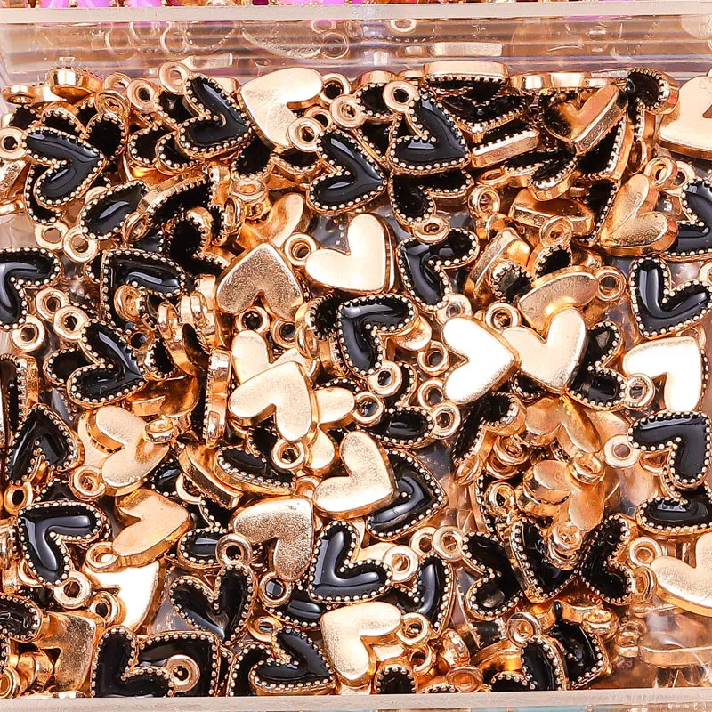 100Pcs 7x8MM Colorful Heart Pendant Enamel Charm for Couples Bracelet Earrings Keychain Jewelry Making DIY Ornament Wholesale