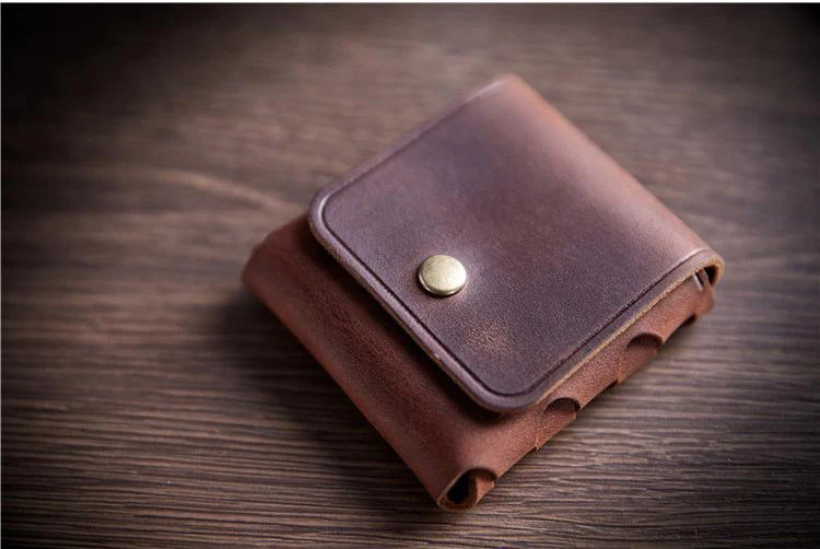 100% Genuine Leather Coin Purse For Men Women Female Cowhide Vintage Small Mini Money Bag Earphone Line Case Change Pouch Holder