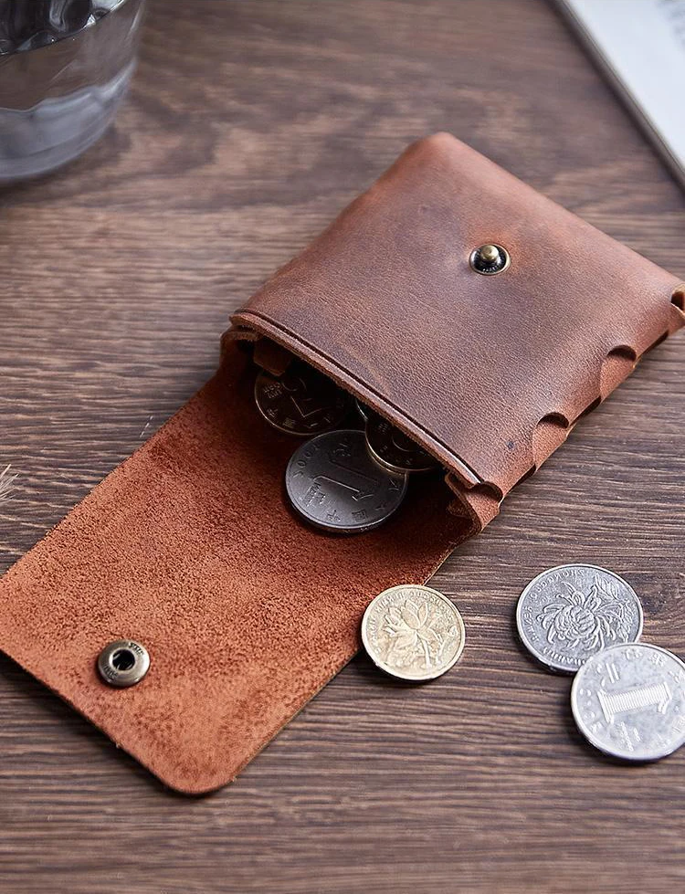 100% Genuine Leather Coin Purse For Men Women Female Cowhide Vintage Small Mini Money Bag Earphone Line Case Change Pouch Holder