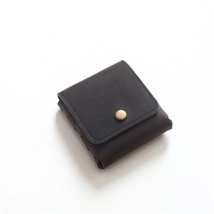 100% Genuine Leather Coin Purse For Men Women Female Cowhide Vintage Small Mini Money Bag Earphone Line Case Change Pouch Holder