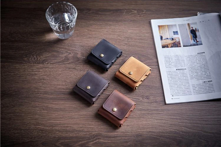 100% Genuine Leather Coin Purse For Men Women Female Cowhide Vintage Small Mini Money Bag Earphone Line Case Change Pouch Holder