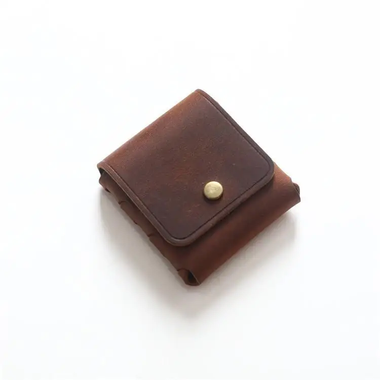 100% Genuine Leather Coin Purse For Men Women Female Cowhide Vintage Small Mini Money Bag Earphone Line Case Change Pouch Holder