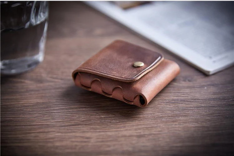 100% Genuine Leather Coin Purse For Men Women Female Cowhide Vintage Small Mini Money Bag Earphone Line Case Change Pouch Holder