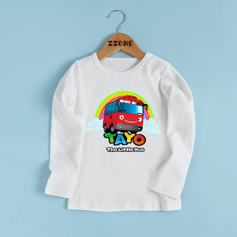 Tayo the Little Bus Print Cartoon Kids T shirt Funny Casual Children Clothes Autumn Baby Boys Girls Long Sleeve T-shirt,LKP5837
