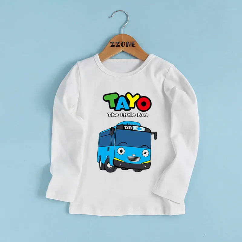 Tayo the Little Bus Print Cartoon Kids T shirt Funny Casual Children Clothes Autumn Baby Boys Girls Long Sleeve T-shirt,LKP5837