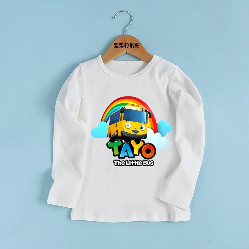 Tayo the Little Bus Print Cartoon Kids T shirt Funny Casual Children Clothes Autumn Baby Boys Girls Long Sleeve T-shirt,LKP5837