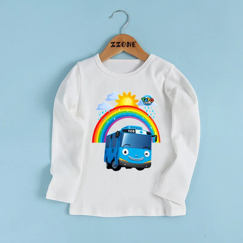 Tayo the Little Bus Print Cartoon Kids T shirt Funny Casual Children Clothes Autumn Baby Boys Girls Long Sleeve T-shirt,LKP5837
