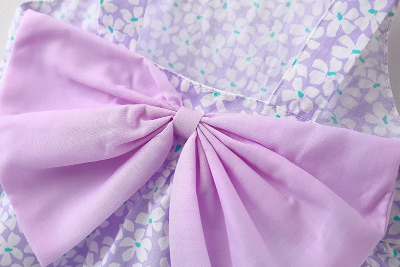 2Piece Summer Newborn Dresses Toddler Clothes Korean Cute Bow Flowers Beach Infant Princess Dress Baby Girl Clothing Set BC252