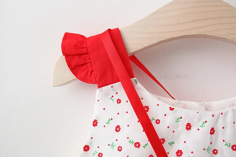 2Piece Summer Newborn Dresses Toddler Clothes Korean Cute Bow Flowers Beach Infant Princess Dress Baby Girl Clothing Set BC252