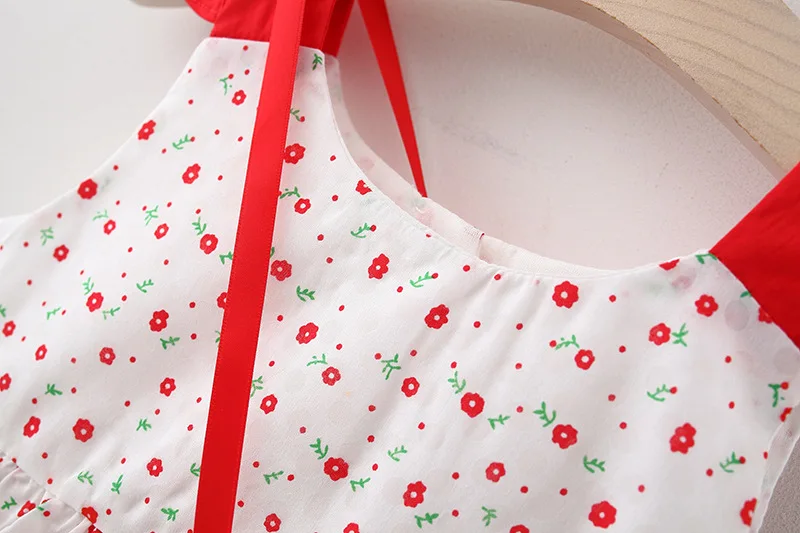 2Piece Summer Newborn Dresses Toddler Clothes Korean Cute Bow Flowers Beach Infant Princess Dress Baby Girl Clothing Set BC252