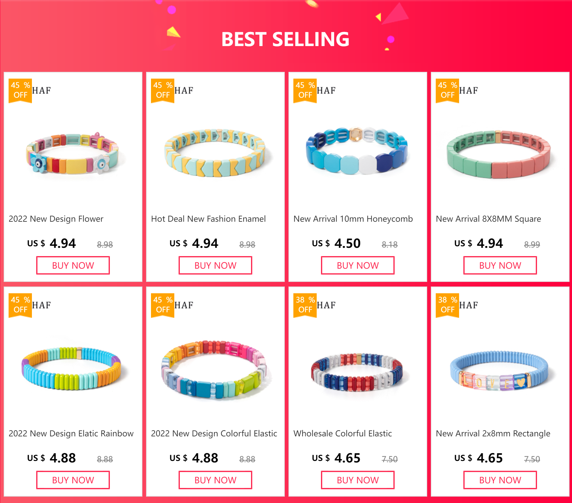 New Fashion Flower Charms Bracelets Bohemian Colorful Beads Elastic Bracelets Rainbow Color Bohe Couple Bangle For Women