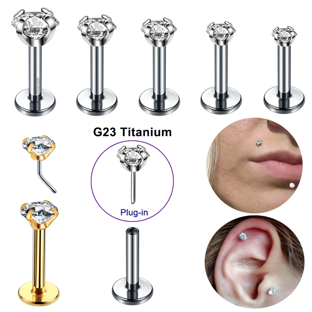 Starose Implant Grade ASTM F136 Titanium Dermal Piercing Female VCH Piercing Ornament Vertical Clitoral Hood Belly Eyebrow Ring