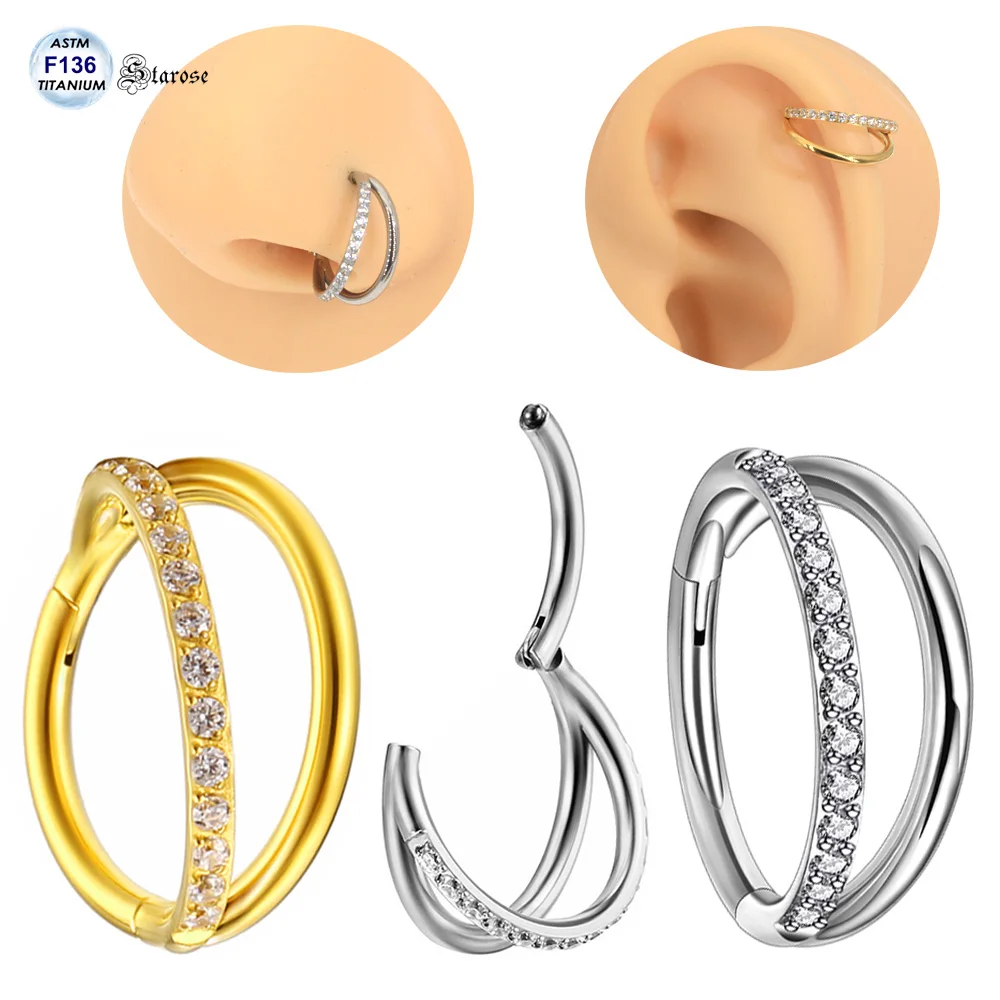 Starose Implant Grade ASTM F136 Titanium Dermal Piercing Female VCH Piercing Ornament Vertical Clitoral Hood Belly Eyebrow Ring