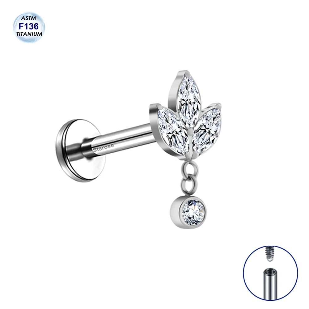 Starose Implant Grade ASTM F136 Titanium Dermal Piercing Female VCH Piercing Ornament Vertical Clitoral Hood Belly Eyebrow Ring