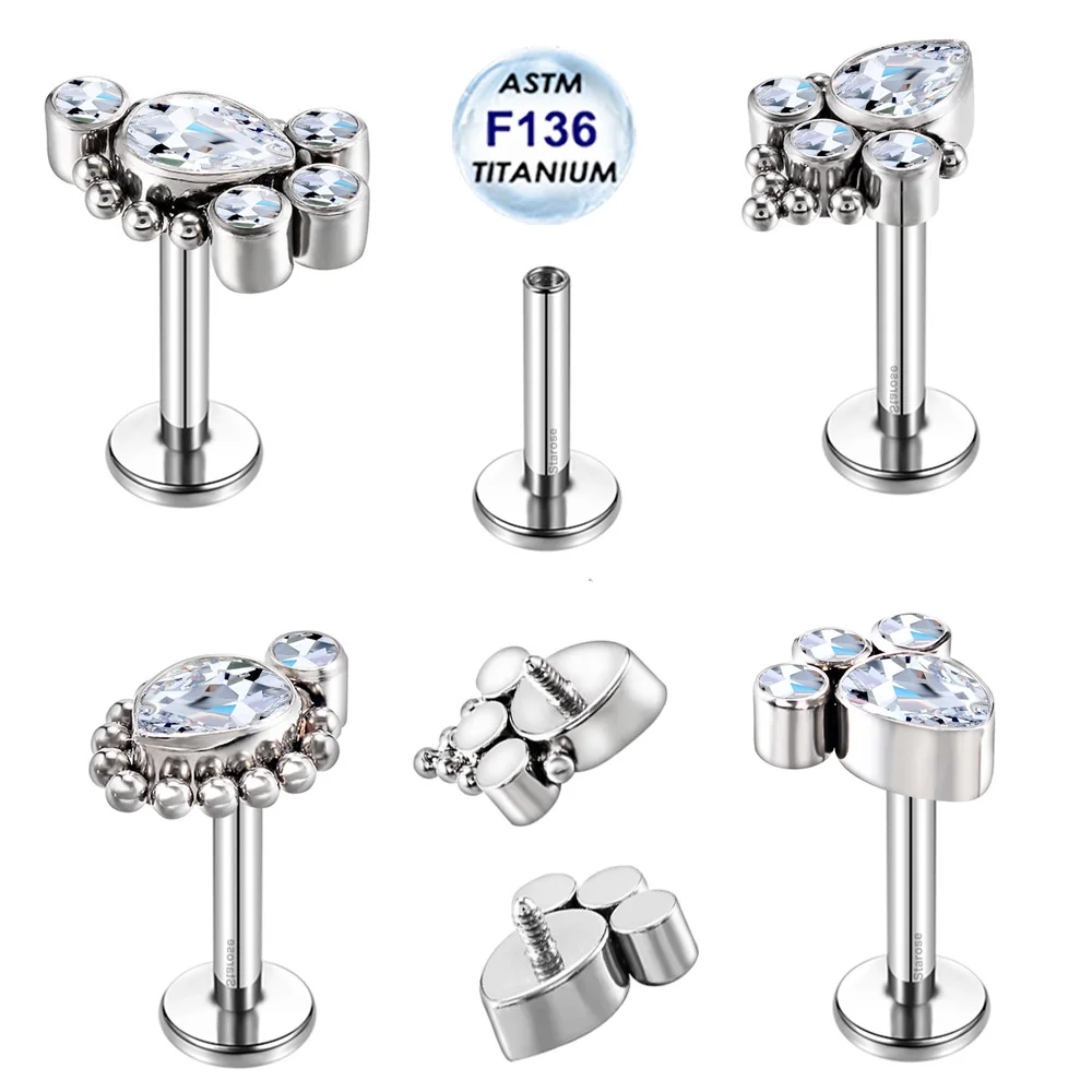 Starose Implant Grade ASTM F136 Titanium Dermal Piercing Female VCH Piercing Ornament Vertical Clitoral Hood Belly Eyebrow Ring