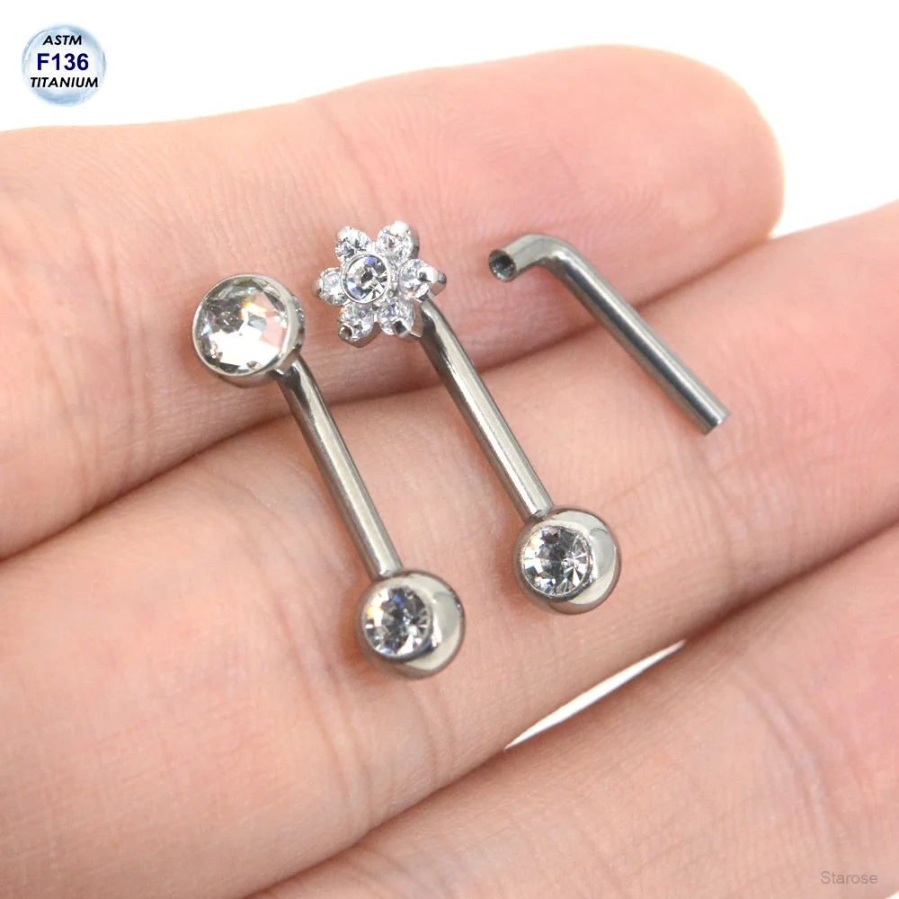 Starose Implant Grade ASTM F136 Titanium Dermal Piercing Female VCH Piercing Ornament Vertical Clitoral Hood Belly Eyebrow Ring