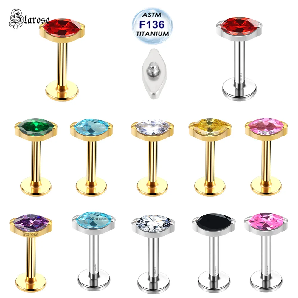 Starose Implant Grade ASTM F136 Titanium Dermal Piercing Female VCH Piercing Ornament Vertical Clitoral Hood Belly Eyebrow Ring