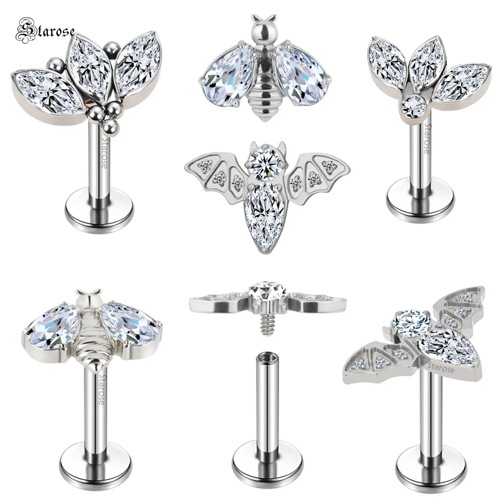 Starose Implant Grade ASTM F136 Titanium Dermal Piercing Female VCH Piercing Ornament Vertical Clitoral Hood Belly Eyebrow Ring