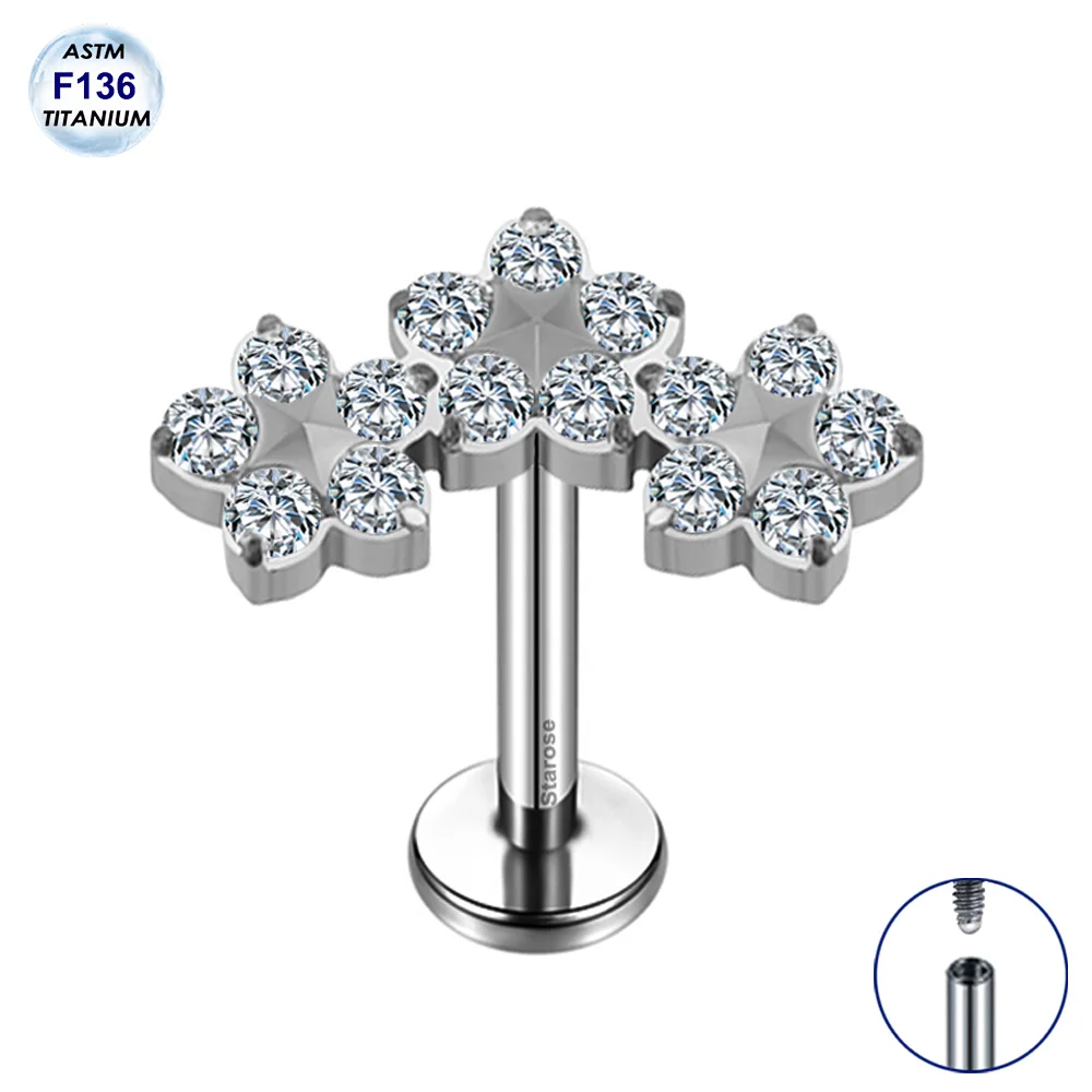 Starose Implant Grade ASTM F136 Titanium Dermal Piercing Female VCH Piercing Ornament Vertical Clitoral Hood Belly Eyebrow Ring
