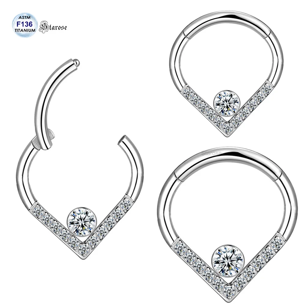 Starose Implant Grade ASTM F136 Titanium Dermal Piercing Female VCH Piercing Ornament Vertical Clitoral Hood Belly Eyebrow Ring