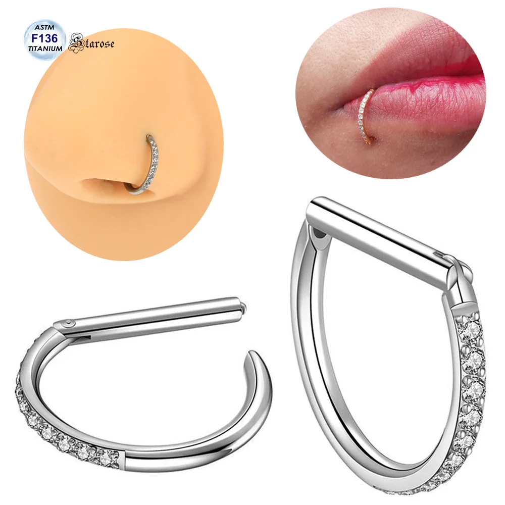 Starose Implant Grade ASTM F136 Titanium Dermal Piercing Female VCH Piercing Ornament Vertical Clitoral Hood Belly Eyebrow Ring