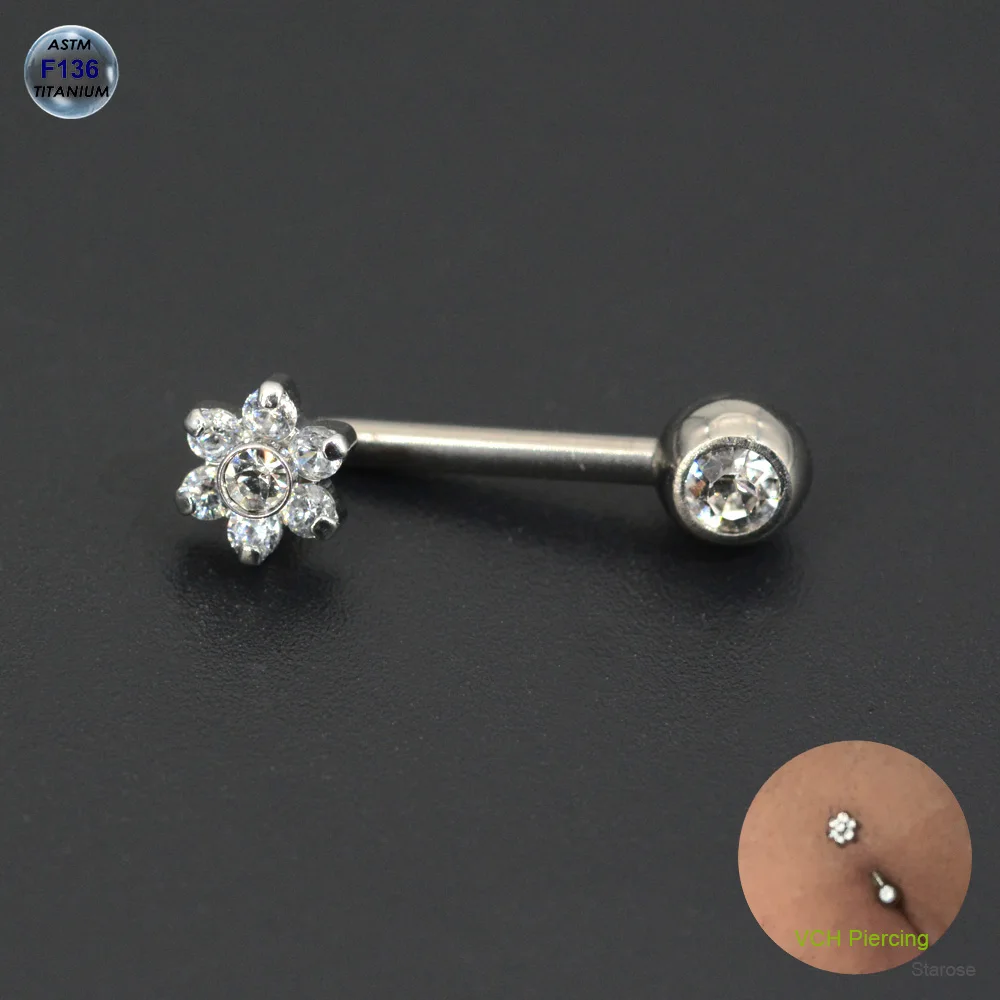 Starose Implant Grade ASTM F136 Titanium Dermal Piercing Female VCH Piercing Ornament Vertical Clitoral Hood Belly Eyebrow Ring
