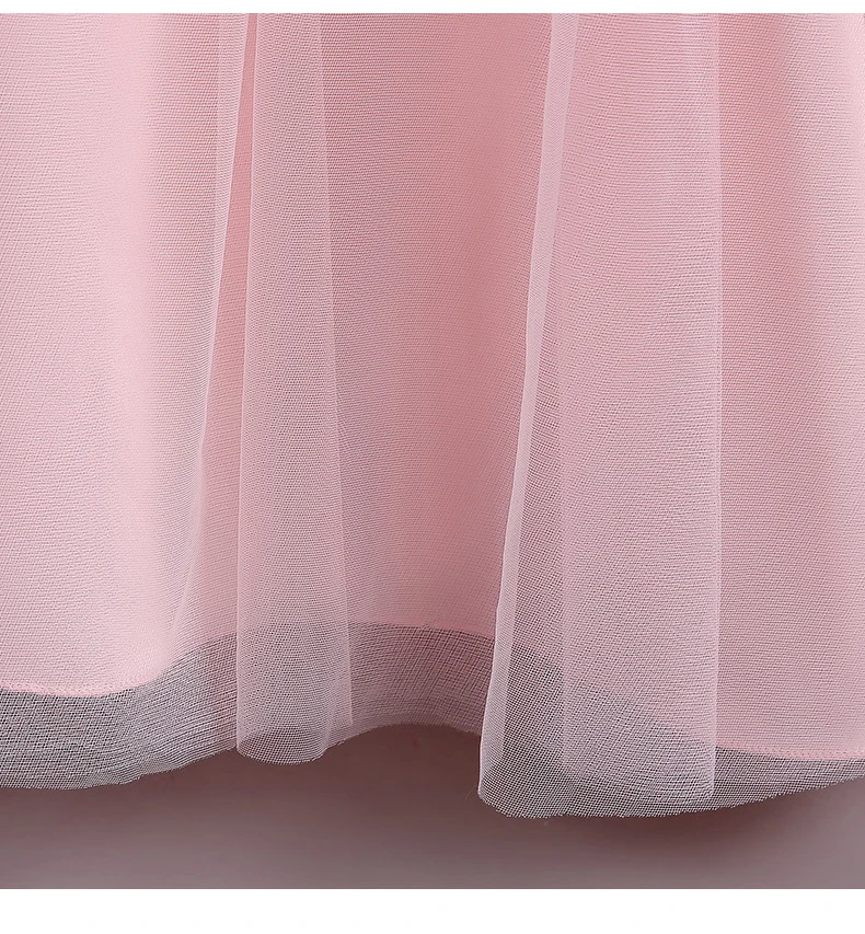 8901 Children's Dress for Girls' 4-12 Years Old Princess Sequin Bubble Sleeve Long Mesh Flower Girl Wedding Little Summer