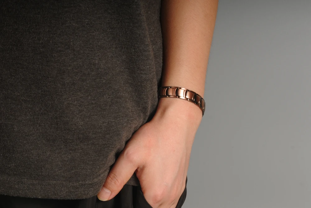 Vinterly Magnetic Pure Copper Bracelet Men 12mm Wide Wristband Metal Magnet Therapy Hand Chain Link Health Energy Male Jewelry