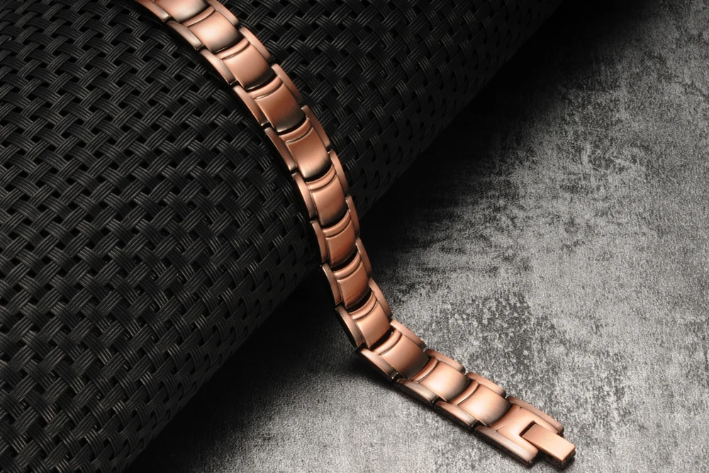 Vinterly Magnetic Pure Copper Bracelet Men 12mm Wide Wristband Metal Magnet Therapy Hand Chain Link Health Energy Male Jewelry