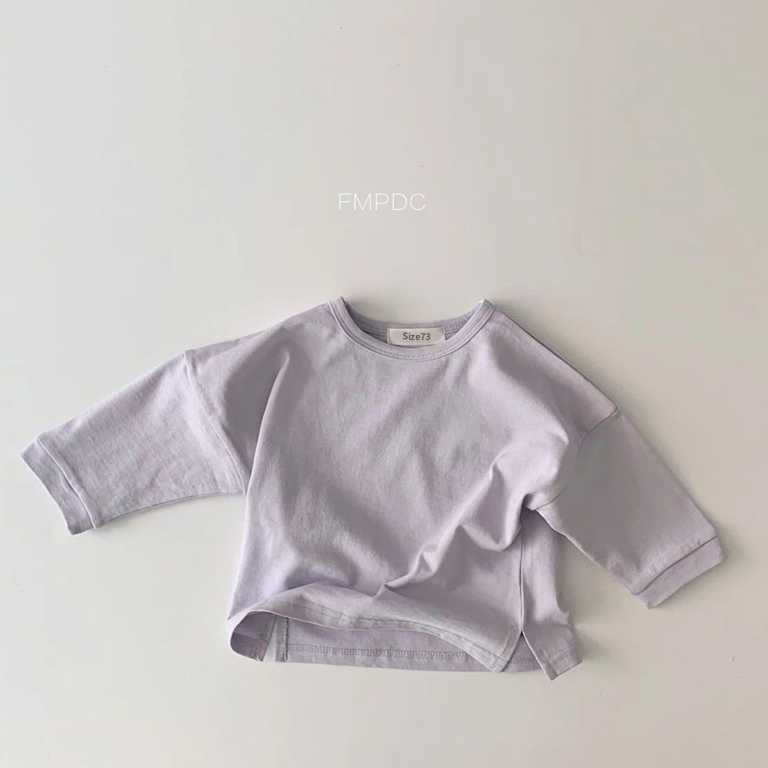 New Spring Autumn Baby T-Shirts Infant Baby Girls Boys Solid Color Base T Shirt Kids Cotton Tops Round Neck Toddler Clothes