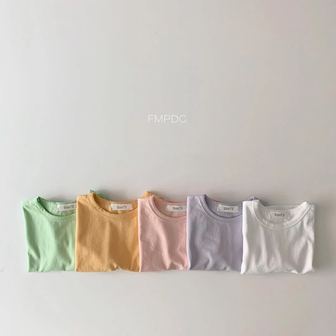 New Spring Autumn Baby T-Shirts Infant Baby Girls Boys Solid Color Base T Shirt Kids Cotton Tops Round Neck Toddler Clothes