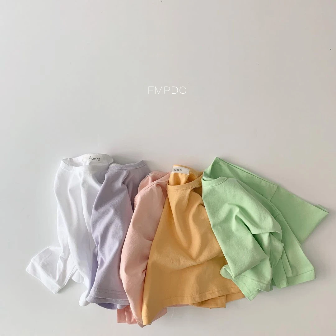 New Spring Autumn Baby T-Shirts Infant Baby Girls Boys Solid Color Base T Shirt Kids Cotton Tops Round Neck Toddler Clothes