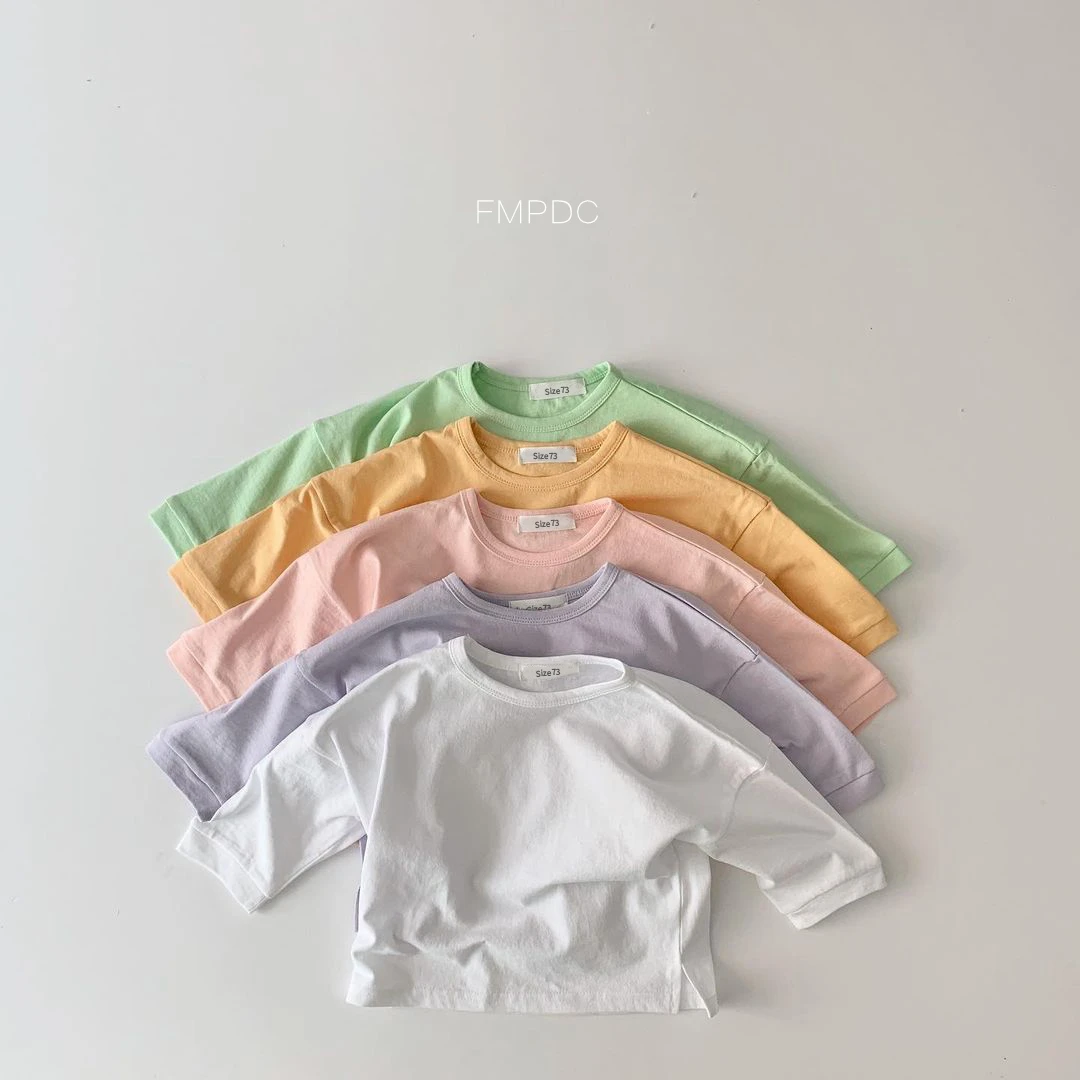 New Spring Autumn Baby T-Shirts Infant Baby Girls Boys Solid Color Base T Shirt Kids Cotton Tops Round Neck Toddler Clothes