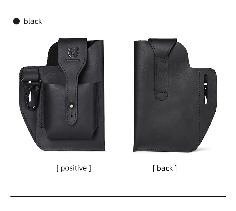 BULLCAPTAIN 2023 New Men's Leather Waist Bag Can Be Used For 5.5-6.8-Inch Mobile Phone Carrying Cigarette Case Outdoor Bag