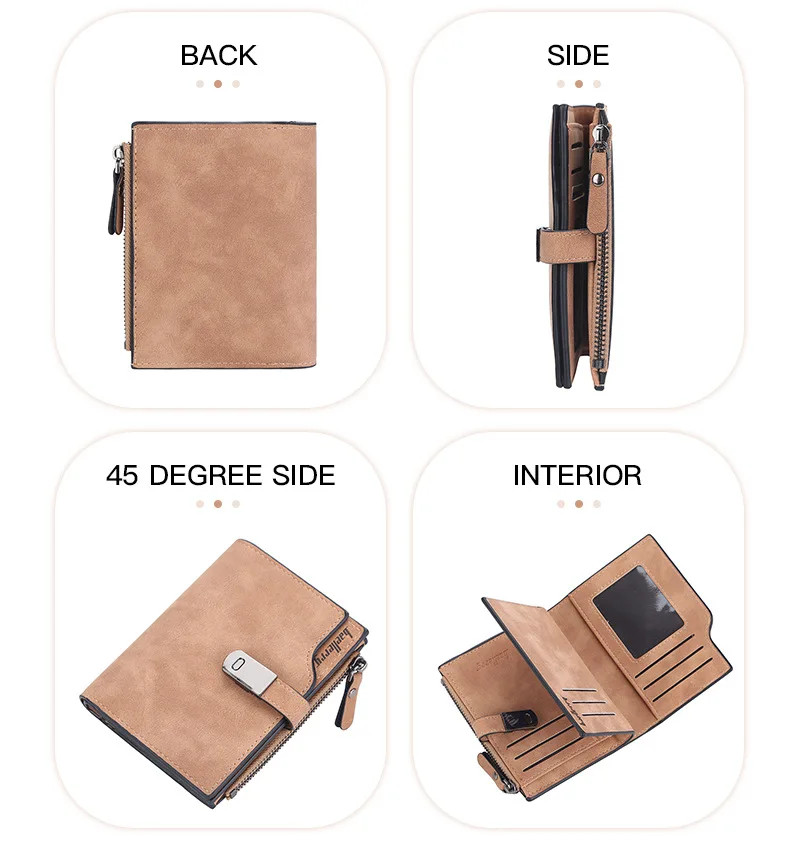 Baellerry Women Wallets Short Magnetic Buckle Top Quality Card Holder Female Purse Zipper Wallet For Women
