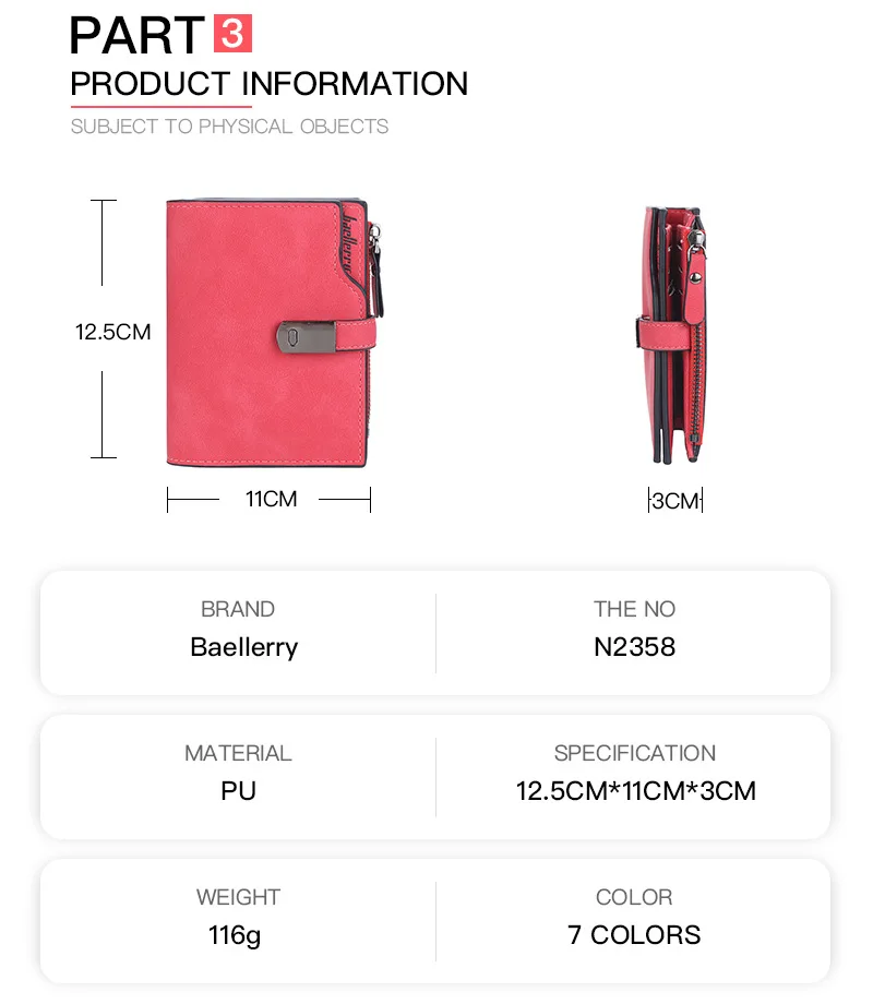Baellerry Women Wallets Short Magnetic Buckle Top Quality Card Holder Female Purse Zipper Wallet For Women