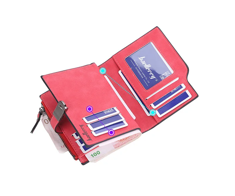 Baellerry Women Wallets Short Magnetic Buckle Top Quality Card Holder Female Purse Zipper Wallet For Women
