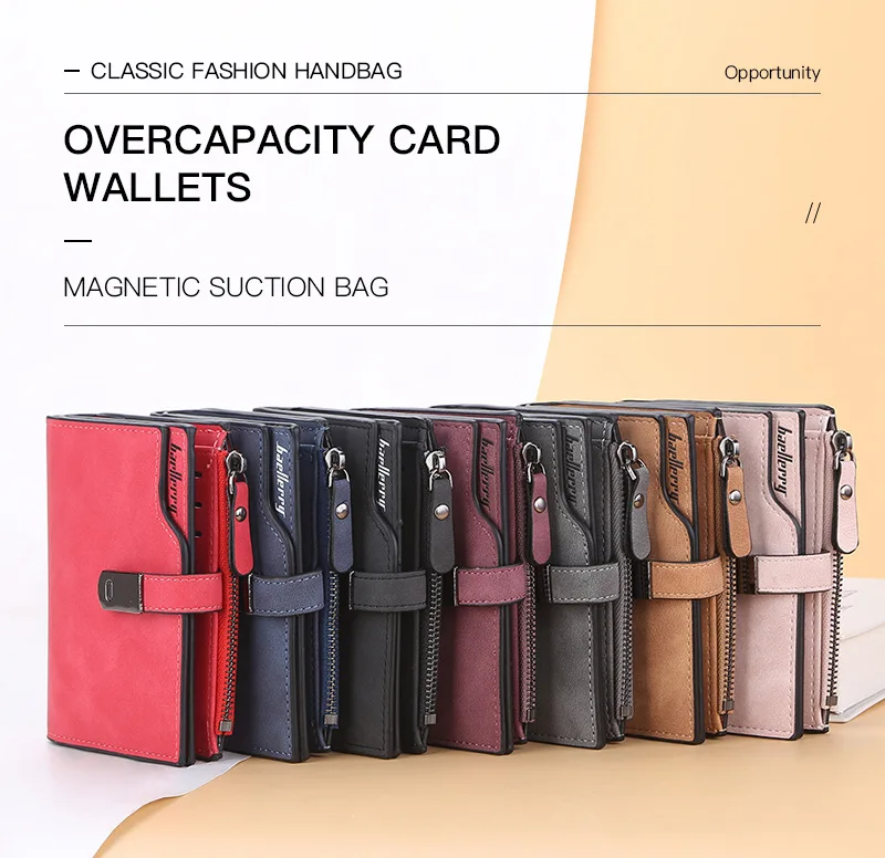 Baellerry Women Wallets Short Magnetic Buckle Top Quality Card Holder Female Purse Zipper Wallet For Women