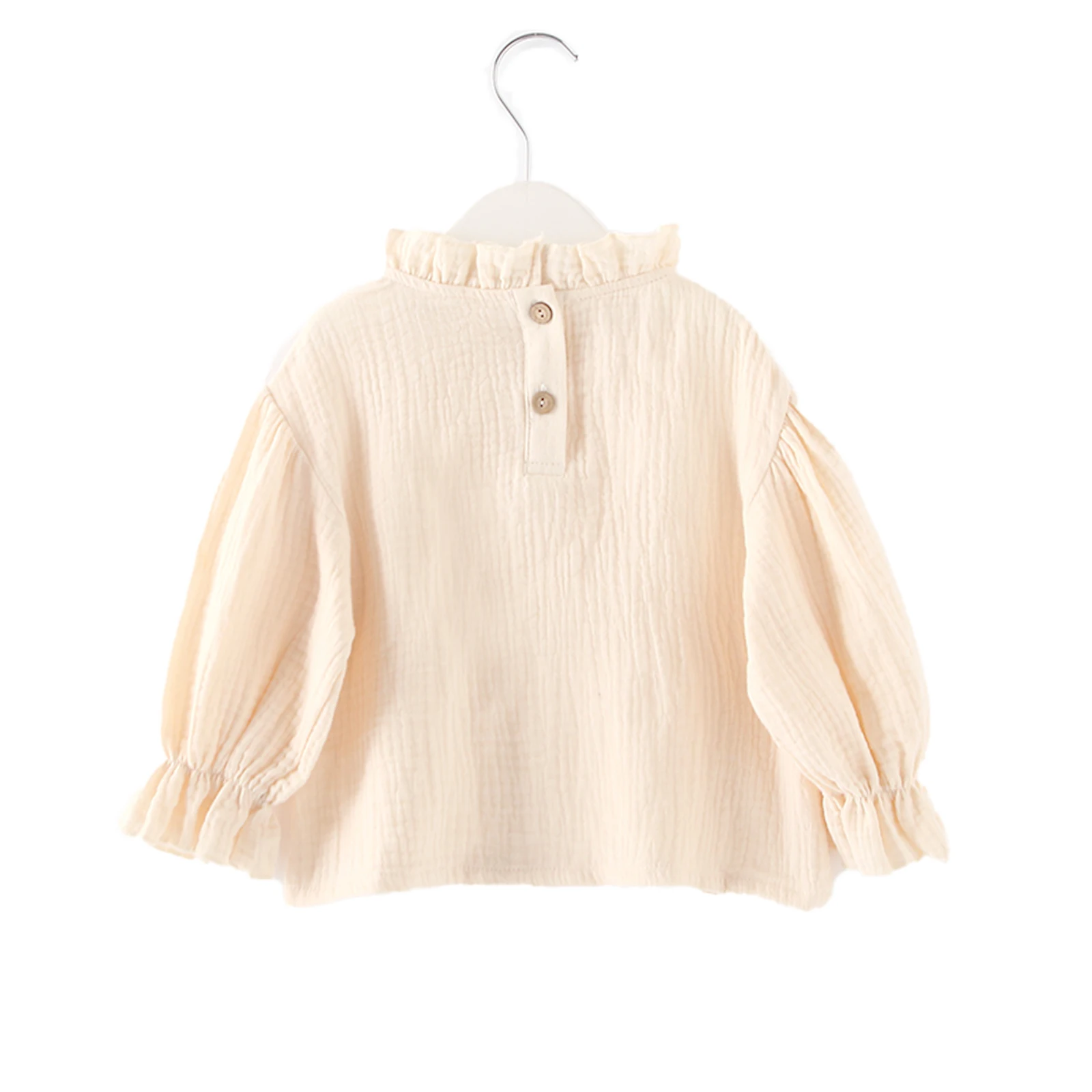 Toddler Girls Long Sleeve Tops Autumn Linen Cotton Solid Ruffle T-Shirt Floral Shirts for Kids Casual Tees Girls Blouses 1-6T