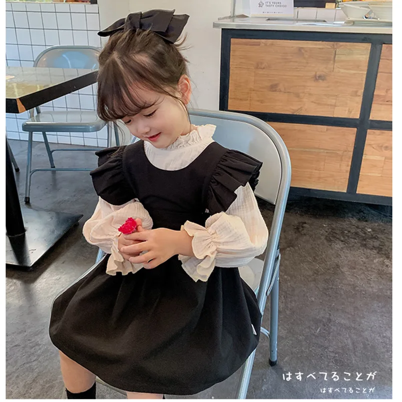 Toddler Girls Long Sleeve Tops Autumn Linen Cotton Solid Ruffle T-Shirt Floral Shirts for Kids Casual Tees Girls Blouses 1-6T