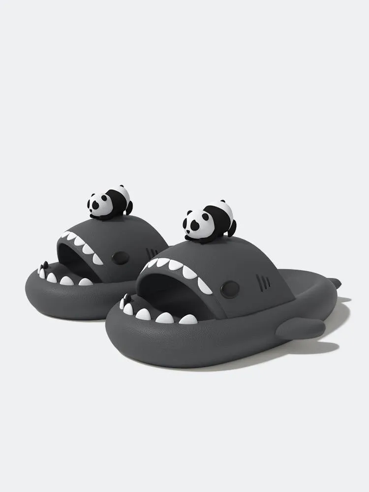 4cm Thick Sole Shark Slippers For Women Men Indoor Beach Slides Cute DIY Night Glowing Lantern Couples Summer Street Sandals